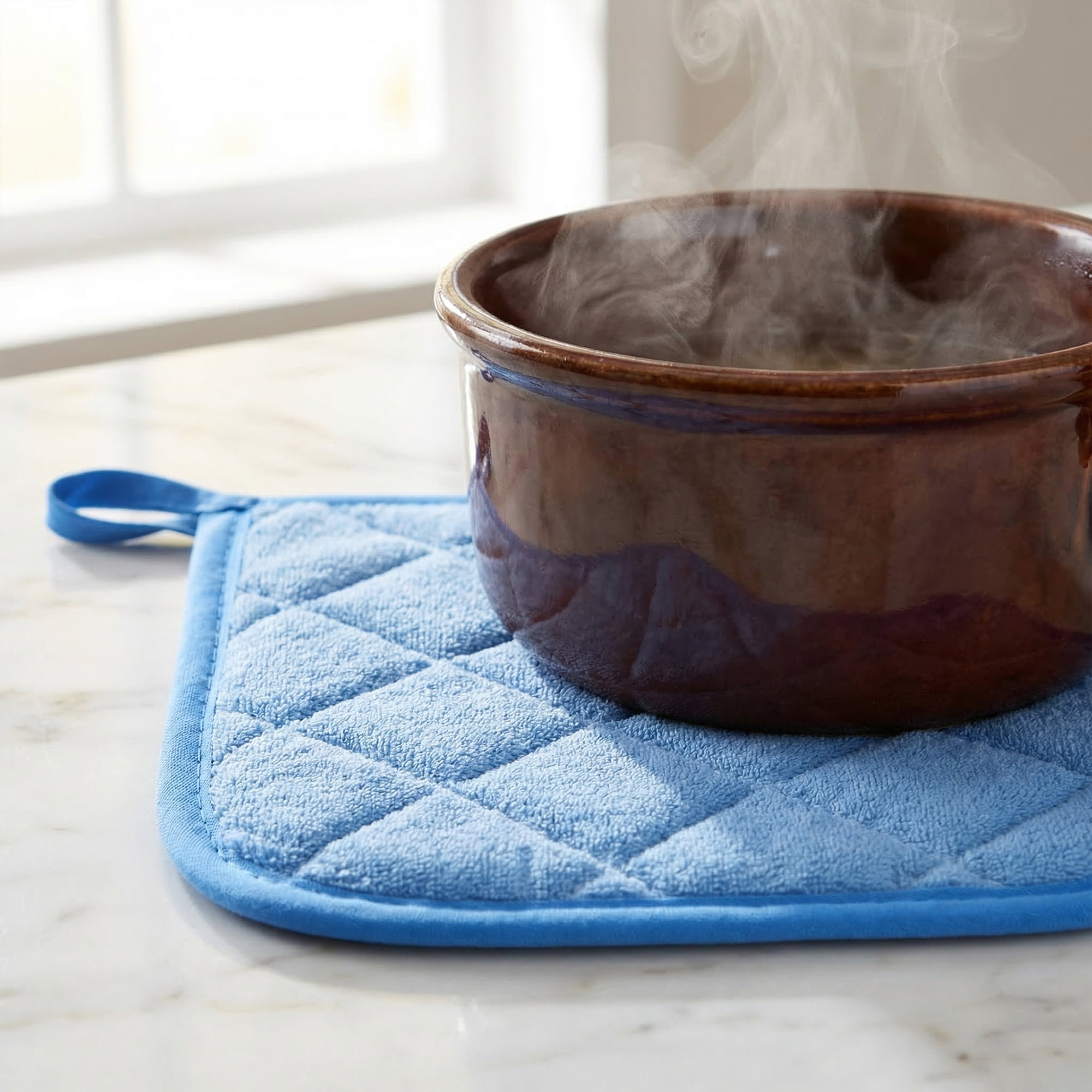 Unique Bargains Pot Holders Polyester Heat Resistant Trivets Non Slip Pads Sky Blue 2Pcs