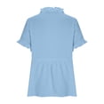 thumbnail image 5 of Admvng Tops for Women Solid Color Soft V Neck Short Sleeve Leisure Blouses, 5 of 8