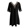 thumbnail image 3 of Gibobby Vestidos para Mujer Mujer Casual Half Mini vacaciones cuello en V vestidos cortos para mujer 2023(Negro,XL), 3 of 5