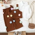 thumbnail image 5 of Xyant Toddler Baby Girl Clothes Outfit Long Sleeve Blouse Polo Shirt Top 3D Flower Vest Pants 3 Piece Outfits Set (Brown,12-18 Months), 5 of 7
