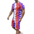 thumbnail image 2 of cllios 4th of July Outfit for Men 2 Piece Set Independence Day Mens Athletic Outfits Short Sleeve Shirts and Drawstring Shorts Set American Flag Matching Suits Independence Day Workout Tracksuits, 2 of 5