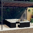 thumbnail image 6 of vidaXL 12 Piece Garden Lounge Set with Cushions Black Poly Rattan, 6 of 9