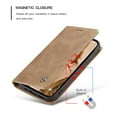 thumbnail image 5 of CaseMe Leather for iPhone 12 Pro Case, Flip Wallet Leather Case with Card Holder Magnetic Closure Shockproof Kickstand Protective Phone Cases Cover for iPhone 12 Pro,Brown,For iPhone 12 Pro, 5 of 12