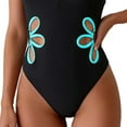 thumbnail image 5 of Lopeceal One Piece Swimsuit Women Slimming Floral Cut Out Color Block Bathing Suit Ruched Cheeky Swimwear, 5 of 6
