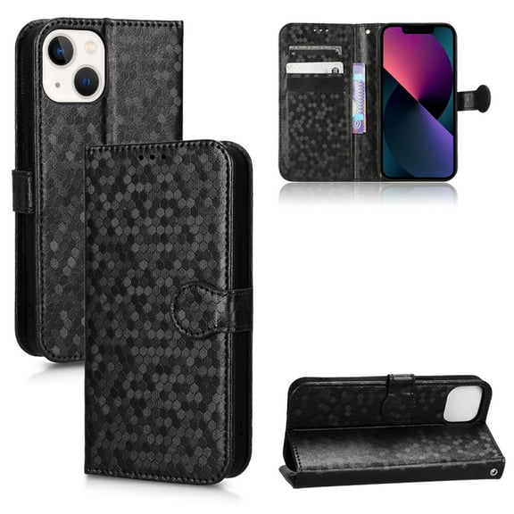 Decase Case for iPhone 14 6.1", Faux Leather Folio Stand Wallet Card Holders Shock-Absorbing Cover with Hand Strap for Apple iPhone 14, Black