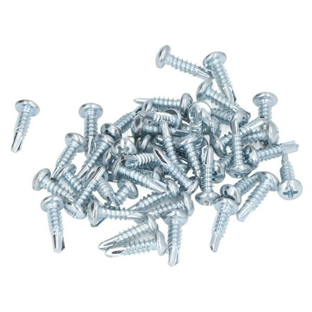 

2024 50PCS Round Head Drill Screw Non Slip Carbon Steel Galvanized Self Drilling Screws 4.2x16mm Cross