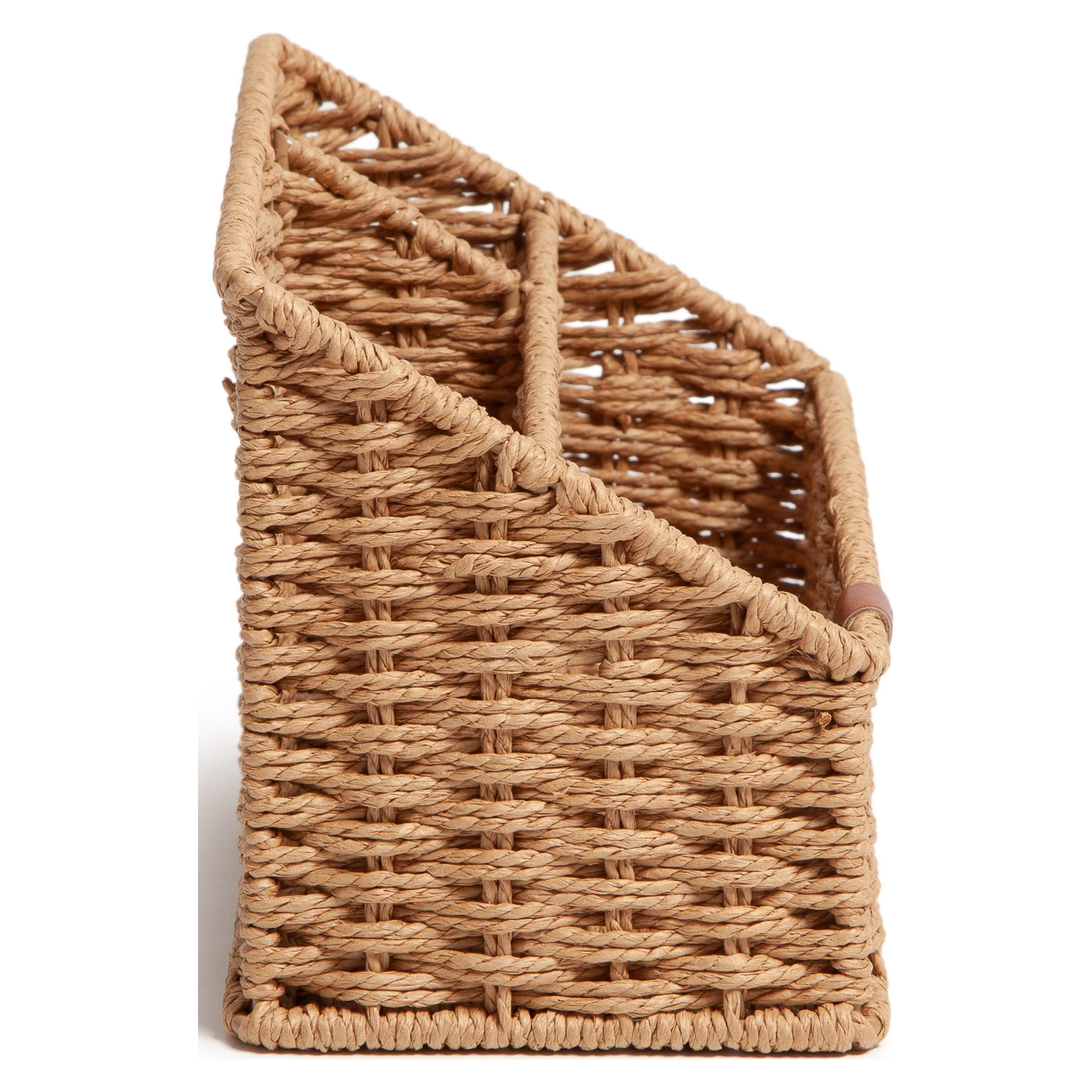 U Brands Woven Desktop Organizer, 10.2" x  4.9" x 5.7", Boho Chic, Brown