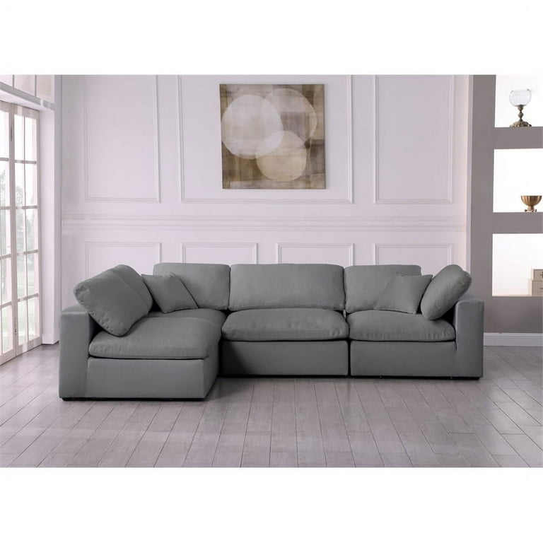 Meridian furniture serene grey linen fabric deluxe cloud modular sectional deals