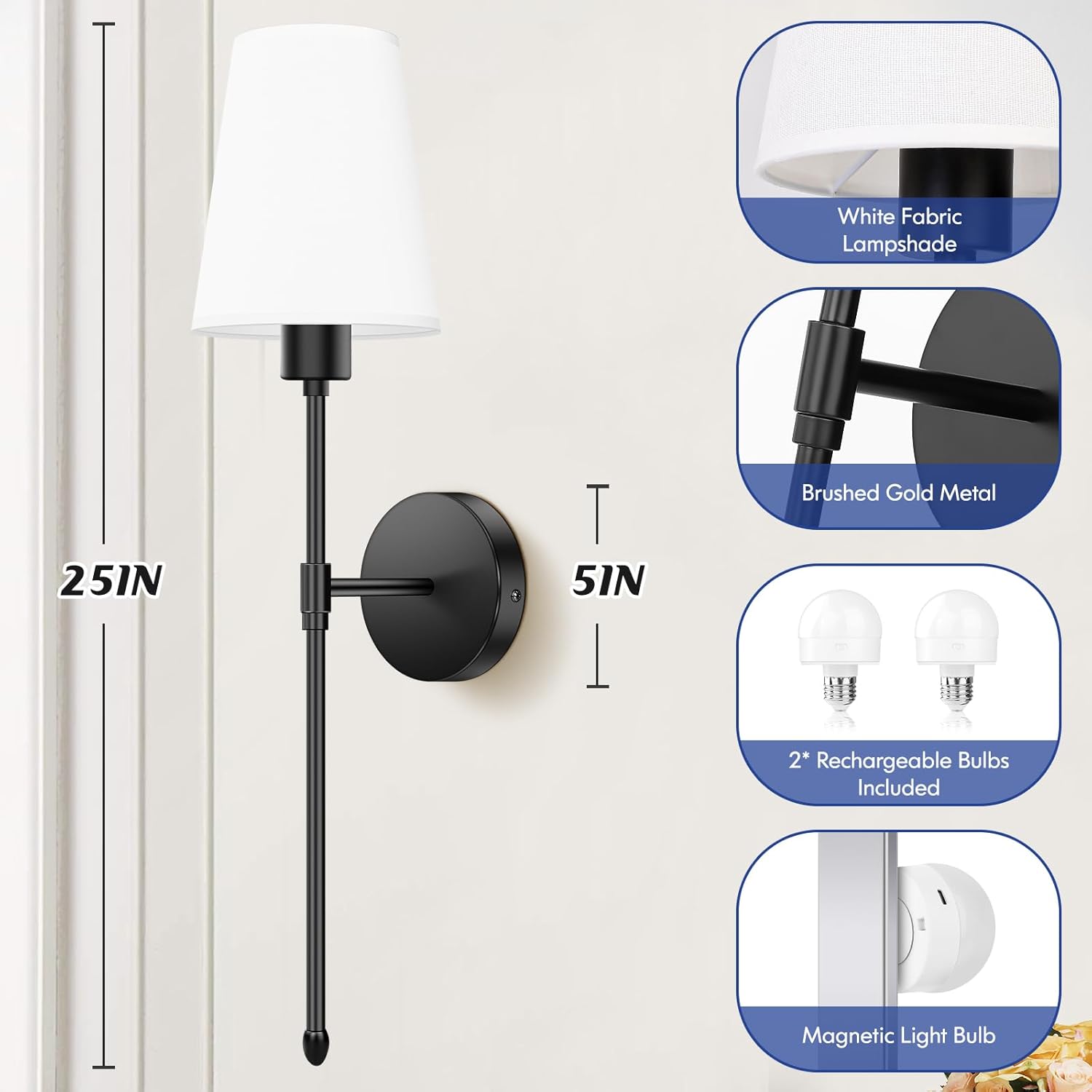 Nordic Hygge Battery Operated Wall Sconces Set of 2