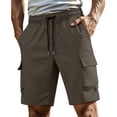 thumbnail image 2 of CCRFTGI Mens Shorts Cargo Casual Elastic Waist Work Shorts Loose Fit Hiking Short Drawstring Pants with Multi Pockets Coffee XL, 2 of 6
