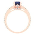 thumbnail image 4 of 1.465 ct Round Cut Simulated Blue Sapphire Solitaire with Accents Engagement Ring for Women in 18K Rose Gold, 4 of 5
