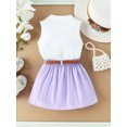 thumbnail image 4 of Bagilaanoe 2Pcs Toddler Baby Girls Summer Clothes Ribbed Sleeveless Tank Tops + Pleated Skirts with Belt 6M 12M 18M 24M 3T 4T 5T Kids Casual Skirt Set, 4 of 8