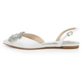 thumbnail image 4 of YDN Women's Pointed Toe Crystals Studded Flats Buckle Slingback Strap Low Heel Sandals Comfy Party Formal Dress Shoes Size 10.5 White, 4 of 4