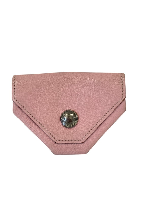 Pre-Owned HERMES Le Vingt-Quatre Leather Wallet/Coin Case, Rose Sakura Pink, Women's