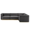 thumbnail image 3 of Modway Conjure Channel Tufted Performance Velvet 4-Piece Sectional in Gold Gray, 3 of 10