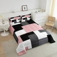 thumbnail image 4 of Erosebridal Geometric Sqare Bedding Twin Comforter Set,Abstract Artwork Down Comforter,Grey Pink Bedding Sets Twin with Comforter,Ultra Soft Rectangle Room Decor,Reversible,3pcs, 4 of 8