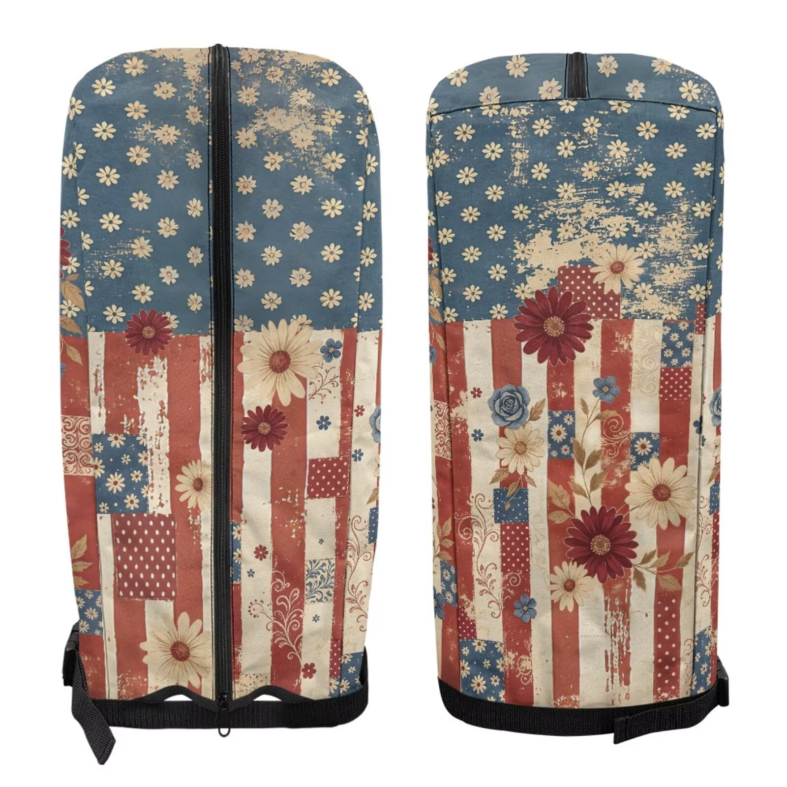 Chririnla American Flag Golf Bag Cover Rain Hood Universal Fit Dustproof Daisy Golf Club Bags Rain Cover Waterproof Foldable Easy Storage 1260D Polyester Fits Golf Staff & Cart Bags
