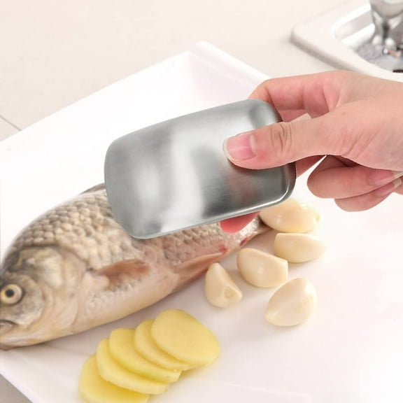 Stainless Steel Soap Bar Hand Wash Kitchen Gadget, Kitchen Gift, Strong Odor Absorber. Such as BBQ, Grill, Garlic, Onion, Fishing, Smoke, and Refrigerator. Remove Unwanted Odor