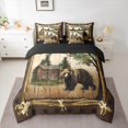 thumbnail image 2 of Feelyou Western Jungle Bear Bedding Comforter Set 7 Pieces, Farmhouse Wooden Cabin Full Bedding Set, Teens Adult Men Reversible Fitted Sheet Flat Sheet, Luxury Bedroom Decor, 2 of 7