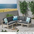 thumbnail image 4 of GDF Studio Capri Outdoor 5 Piece Acacia Wood Sectional Sofa Set, Light Gray and Dark Gray, 4 of 7