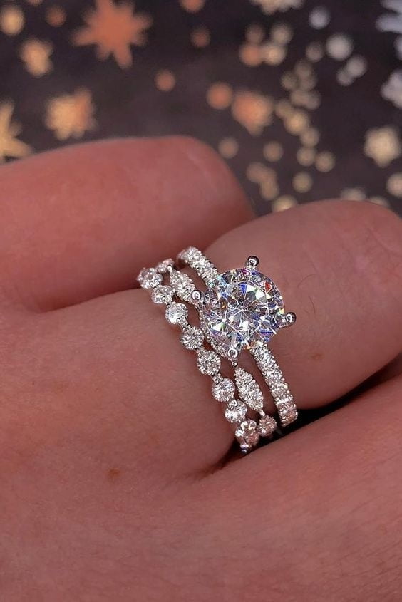 1set 925 Silver Luxury White Sapphire Love Wedding Ring Set Engagement Jewelry 