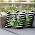 thumbnail image 4 of Welcome Pillow Covers 2 Pack Spring Country Farm Green Boxwood Flowers Wreath Black Stripes Pillowcase Waterproof Outdoor Throw Pillow Cover for Patio Garden Square Cushion 26”x26”, 4 of 9