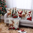 thumbnail image 4 of Funda de cojín navideña de 18 x 18 pulgadas con renos de Papá Noel y cremallera oculta, funda de cojín con árbol y muñeco de nieve, 4 of 7