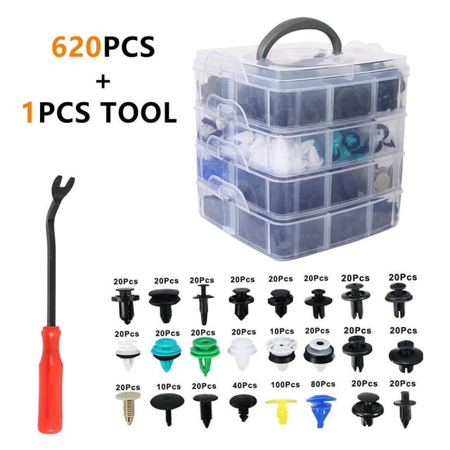 620 Unids set Clips de retención de plástico para coche en caja Macarena