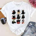 thumbnail image 6 of Christmas Black Cats T‑Shirt, Whimsical Cats with Santa Hat Tee, 6 of 6