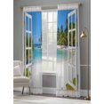 thumbnail image 4 of Sandy Beach Sheer Curtains 2 Panels Set Coconut Trees Sky Windows View Sheer Window Curtains Light Filtering Rod Pocket Voile Drapes for Bedroom Living Room 52"X96", 4 of 9