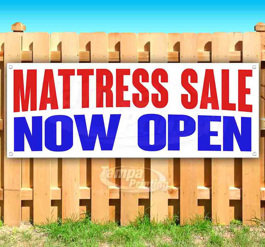 Many Sizes Available Mattress Sale Now Open Extra Large 13 oz Heavy Duty Vinyl Banner Sign with Metal Grommets Advertising Flag, New Store 