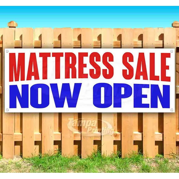 Mattress Sale Now Open 13 oz Vinyl Banner With Metal Grommets