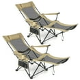 thumbnail image 1 of Gymax Chaise Longue de Camping Inclinable Réglable avec Repose-Pieds Amovible Kaki, 1 of 10