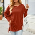 thumbnail image 6 of ylioge Plus Size Tops for Women, Ladies Fall Oversized Shirts Casual Loose Solid Color Long Sleeve Irregular Hem Crewneck Sweatshirts Blouses, 6 of 8