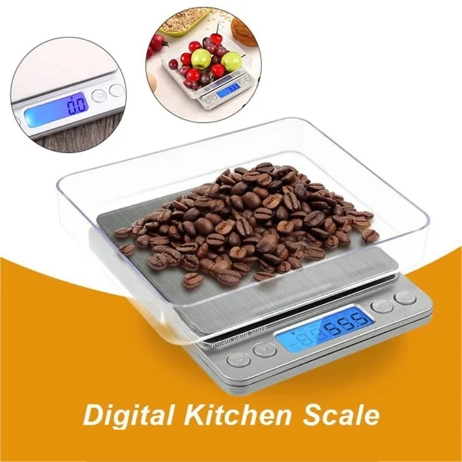 Digital Kitchen Scale Pocket Stainless Steel Electronic Balance 0.1/3000g Weigh Scales ,Precise Weight