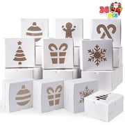 Joyfy 36 Pcs Christmas Cookie Boxes, White Treat Boxes with Window 4" x 4" x 2.5" Bakery Gift Wrapping Box for Xmas Holiday Party Favor Pastries, Cupcakes, Cookies Donuts Gift-Giving
