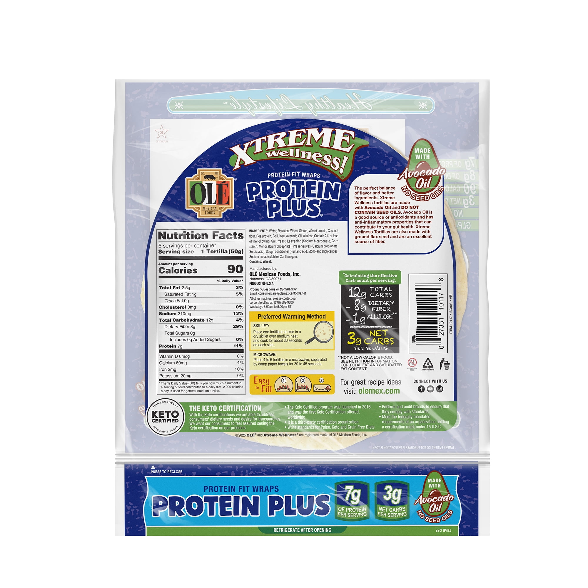 Olé Mexican Foods Xtreme Wellness Protein Plus Soft Taco Tortillas, 10.5 oz, 6 Count