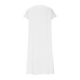 thumbnail image 5 of QingYiHua Womens Summer Beach Dresses Casual Short Sleeve V Neck Long Maxi Dress Flowy Sundresses Slit Vacation Dresses,White, 5 of 5