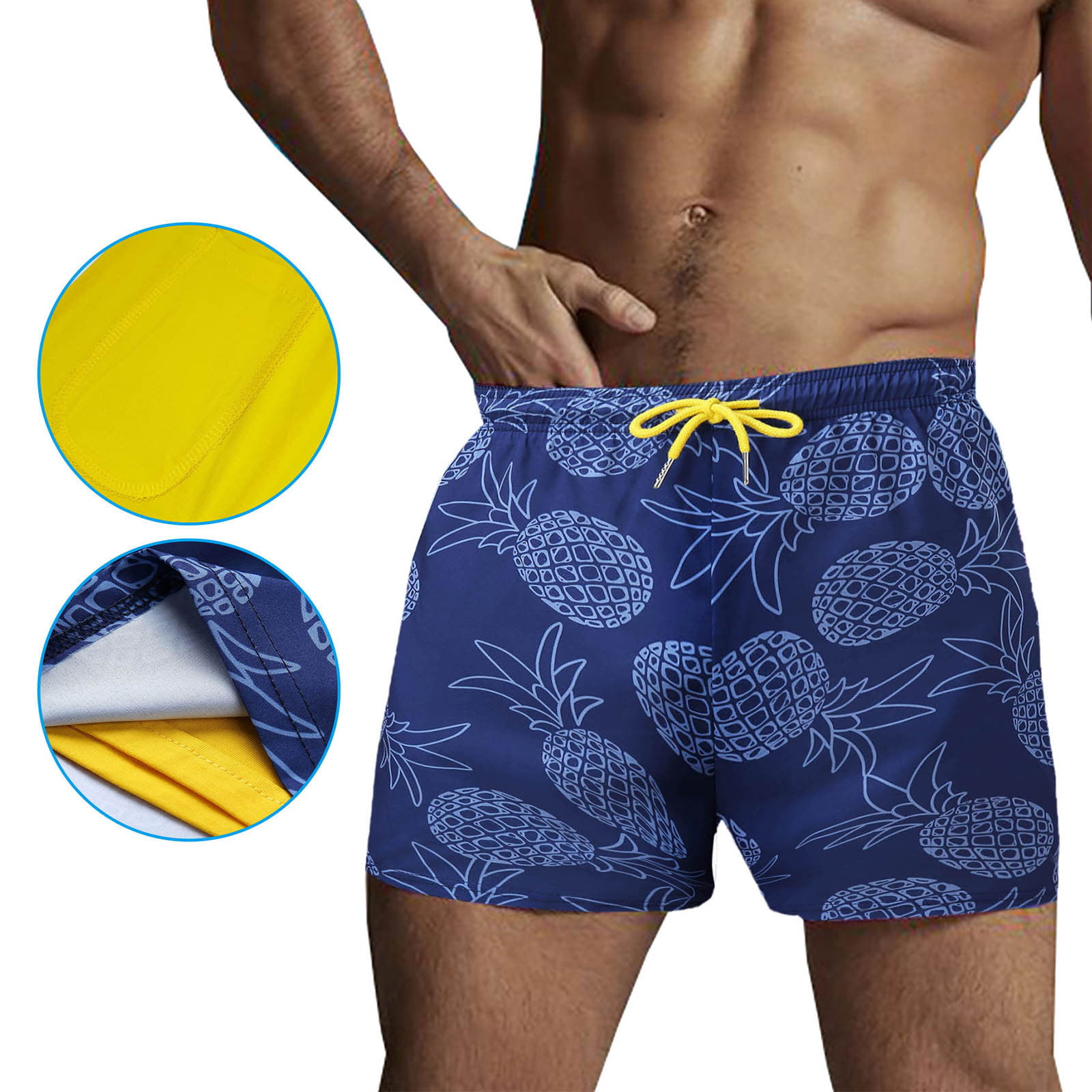 Frieed Mens Holes Camouflage Board Swimming Trunks Sport Drawstring Beach Shorts