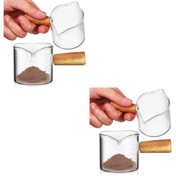 Pull Flower Cup Accessories Coffee Pot Glass Measuring Cups with Double Spouts Espresso Syrup Pitcher 4 Pcs