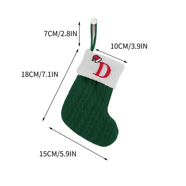 Bolsas de Regalo de Navidad de Punto de Lana de Navidad con Alfabeto Bordado,Verde 18x15cm para Niños Dulces Y Decoración de Vacaciones,Bolsas de Regalo de Vacaciones