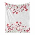 thumbnail image 1 of Flower Soft Flannel Fleece Blanket, Detailed Contour Herbs and Blossoms Bridal Style Pure Simplistic Floral Theme, Cozy Plush for Indoor and Outdoor Use, 60" x 80", Pink Green White, by Ambesonne, 1 of 6