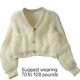 thumbnail image 3 of Chic Imitation Mink Short Cardigan Soft Breathable Knit Sweater Long Sleeve V-neck Outwear Solid Color Short Coat off white, 3 of 4