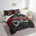 thumbnail image 4 of Homewish Modern Game Player Twin Bedding Sets 7-Piece for Kids, Black Red Game Console Bedding Comforter Set, Cartoon Gamepad Reversible Sheet Sets, Ultra Soft Bedroom Decor, 4 of 8