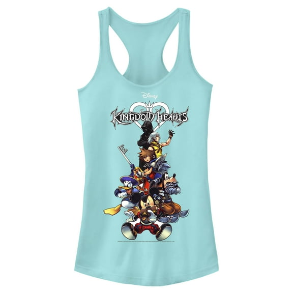 Junior's Kingdom Hearts Coded Box Art Racerback Tank Top Cancun Large