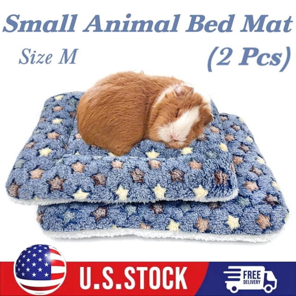 2Pcs Guinea Pig Bed Mat Washable, Warm Small Animal Bed Mattres Fleece Pad Gift