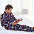 thumbnail image 6 of Honeii mushroom Skull star Pattern Mens Pajamas Set,2pcs Men's Lounge Long Sleeve Sleep Shirt and Pajama Bottoms Sleepwear Set,Mens Pjs Sets-Medium, 6 of 7