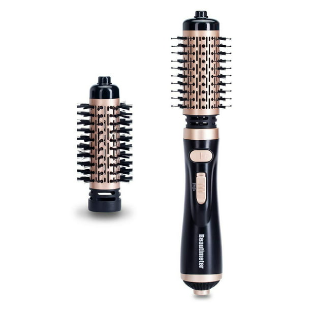 Beautimeter Hair Dryer Brush, 3-in-1 Round Hot Air Spin Brush Kit for Styling and Control, Ionic Blow Hair Dryer Brush Volumizer, 2 Detachable Curling Brush, Black & G -