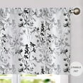 thumbnail image 5 of Watercolor Black White Grey Floral Leaf Kitchen Curtains Valances for Windows Over Sink 24 Inch Length Farmhouse Flowers Rod Pocket Short Curtain Drapes for Cafe Bathroom Small Window Decor, 5 of 6