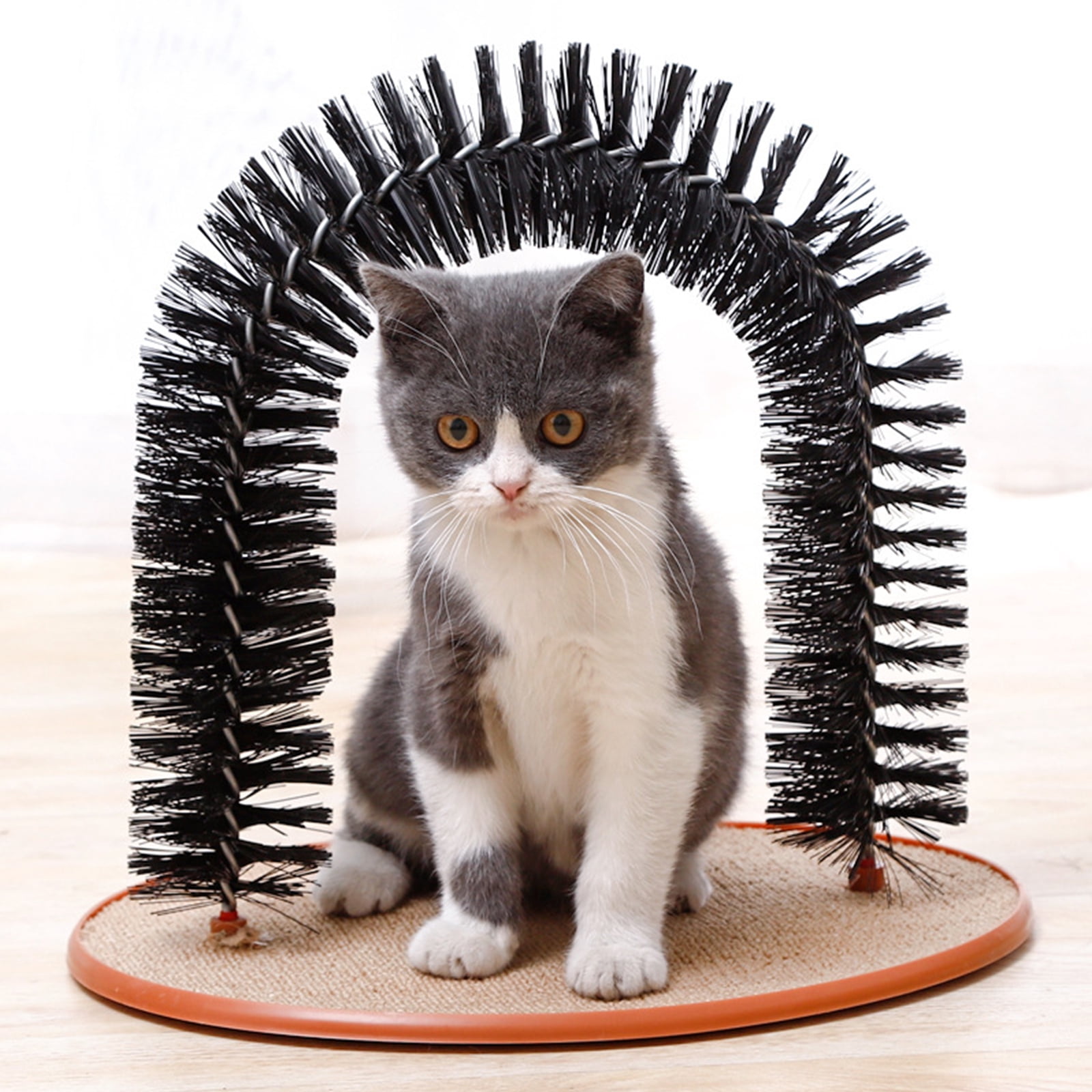 NANMELX Cats Arch Self Grooming and Massaging Brush Multifunctional Toy Pet Scratcher Pads Hair Cleaner for Indoor Cats
